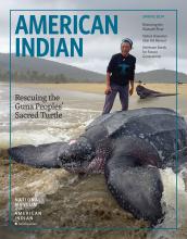 Cover of American Indian magazine with a photo of a giant leatherback sea turtle