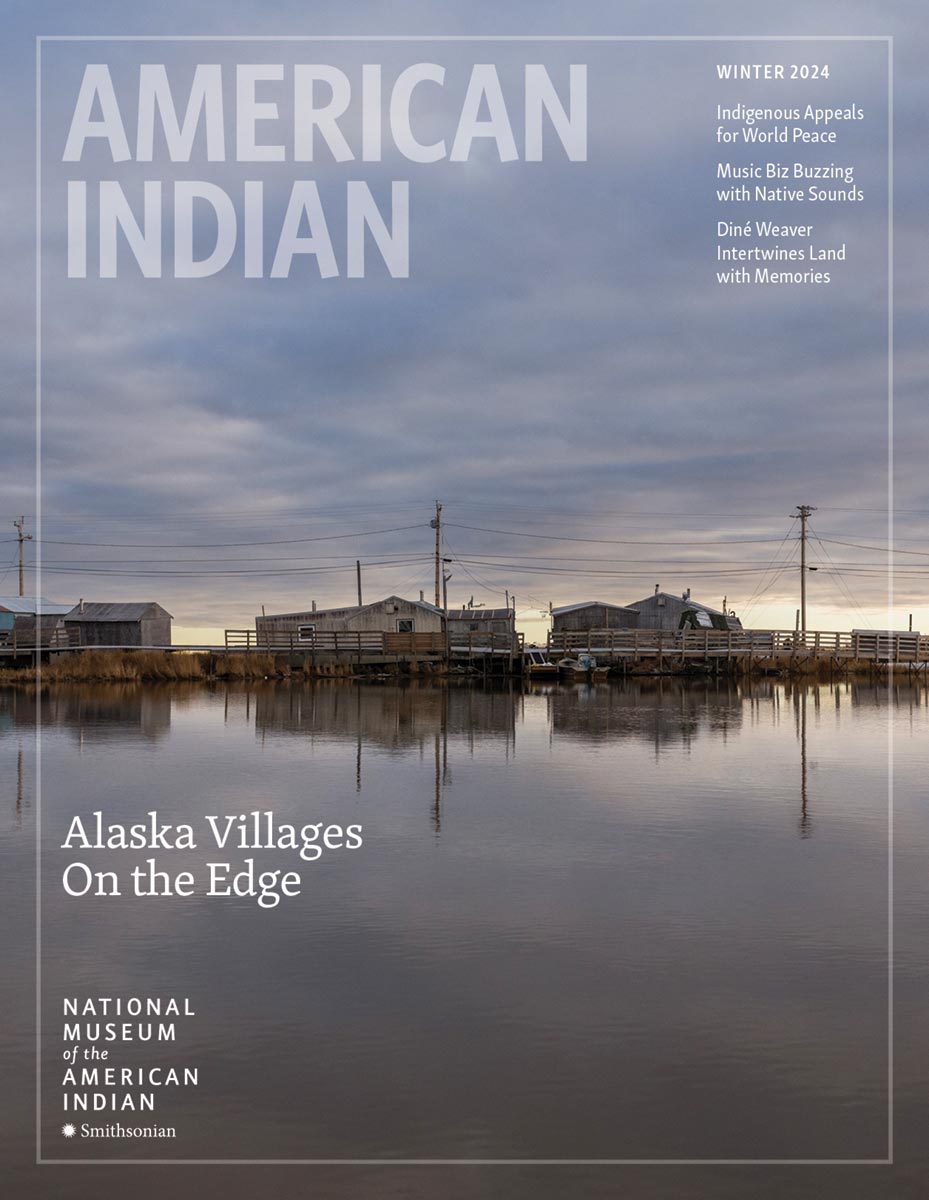 Magazine cover with photo of Alaskan village