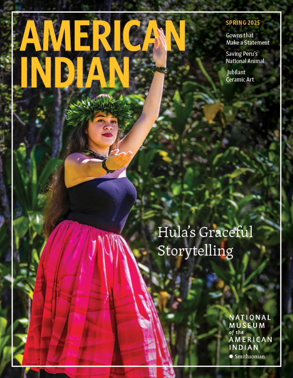 Magazine cover with person performing hula 