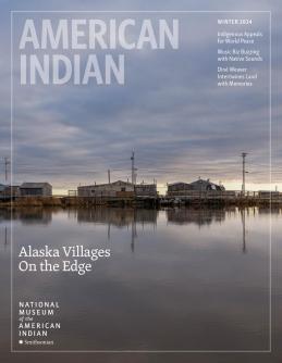 Magazine cover with photo of Alaskan village