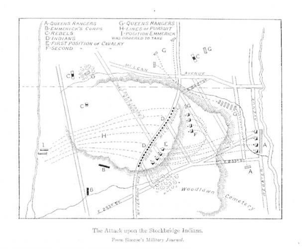 A map showing the attack on the Stockbridge Indians