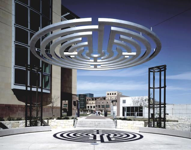 photo of metal sculpture titled "Labyrinth Gateway" by Lewis deSoto