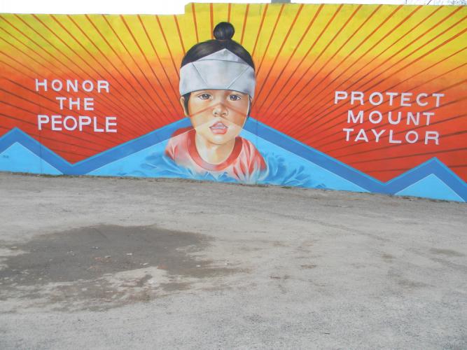 outdoor mural painted by Nanibah Chacon