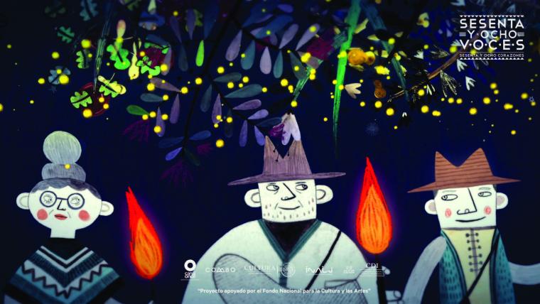 screenshot from the animated short film Fireflies