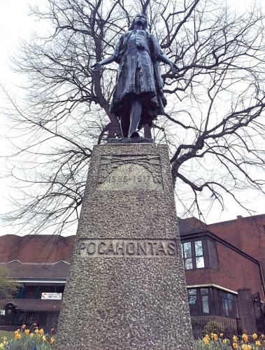 Bronze Pocahontas sculpture outside St. George’s