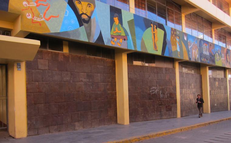 Building with vibrant murals