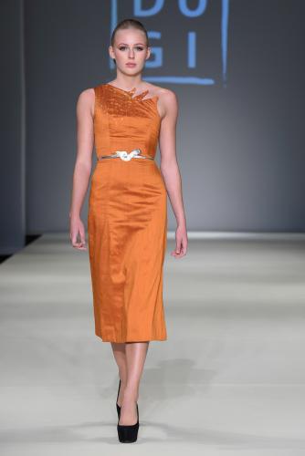 Cochineal dyed silk gauze, feathers, hand embroidered in gold, hand beaded...