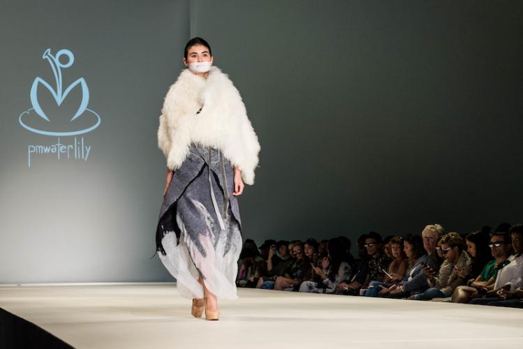 Tibetan angora white cape, silk organza, PM Waterlily hand felted wool...