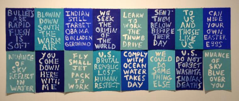 The full installation Nuance of the Sky by Edgar Heap of Birds