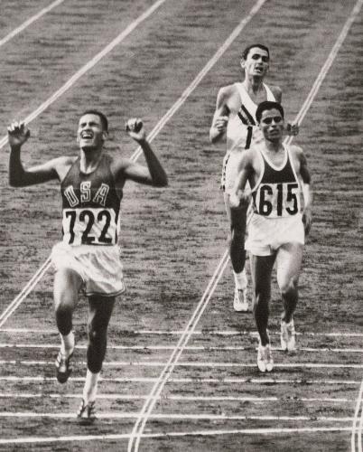 Billy Mills winning the 10,000-meter run at the 1964 Tokyo Olympics.