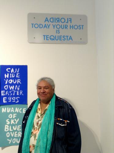 Edgar Heap of Birds at his PULSE exhibit