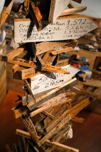 Detail of the mile-marker post on display at the Museum in Washington, D.C.