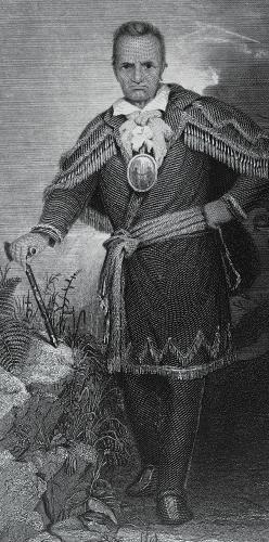 Sa-go-ye-wat-ha (Seneca chief Red Jacket), painted by Robert Walter Weir, (1803-1889) and engraved by M.J. Danforth.