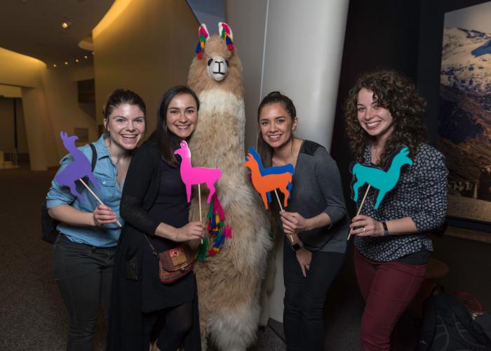 Guests posing with Ande the Llama