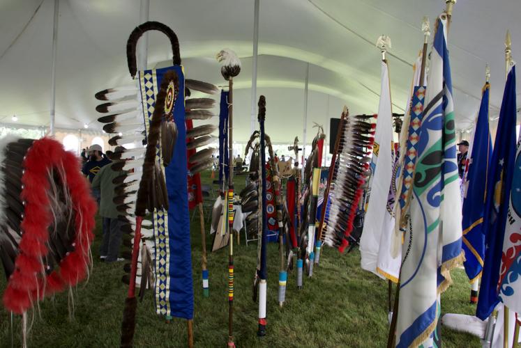 Eagle staffs and colors posted after Grand Entry