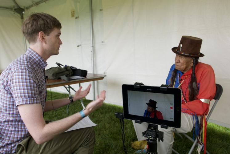 Owen Rogers interviewing Korean veteran Saginaw Grant