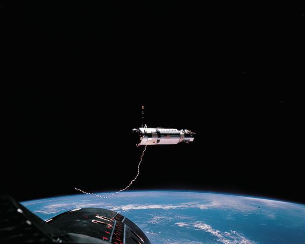 Agena rocket docking at Gemini space capsule