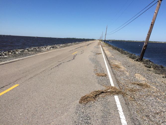 Road leading onto island