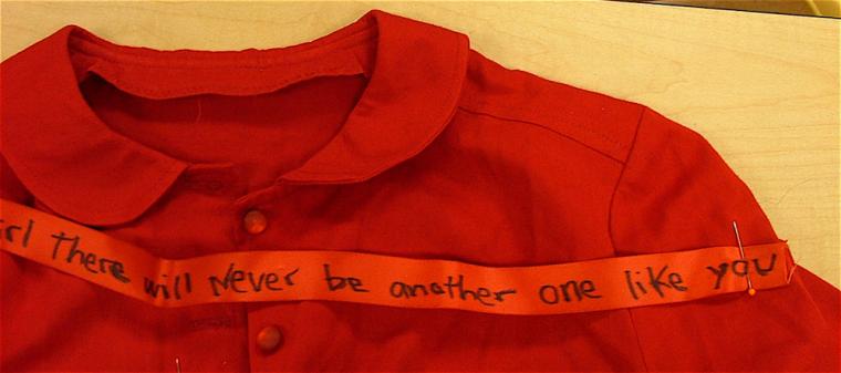 Poignant message on a ribbon to missing and murdered Indigenous Canadian women