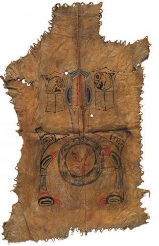 Haida Painted Skin, ca. 1880. British Columbia. Purchased from W.O. Oldman in 1909. (2/2063).