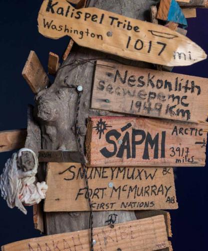 Mile marker post closeup