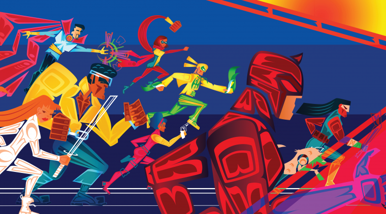 Detail of the second “Of Gods an Heroes” mural