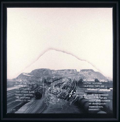 Contemporary image of the hill with an aura showing its original height before the effects of minteral mining