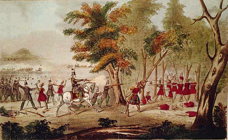 Battle of the Thames and the death of Tecumseh, by the Kentucky mounted volunteers led by Colonel Richard M. Johnson, 5th Oct. 1813