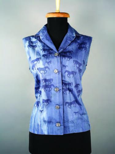 blue sleeveless shirt