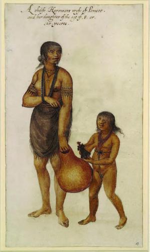 A Chiefe Herowans wife of Pomeoc and her daughter of the age of 8 or 10 years