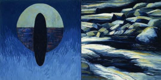 Night (Usvi), 1991. Oil, acrylic, saponified wax and copper on canvas, 36¼" x 72¼" x 2"