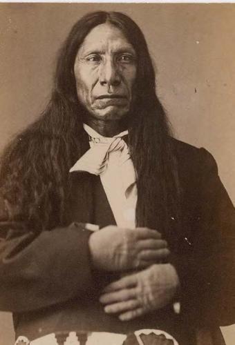 Delegation portrait of Oglala Lakota Chief Mahpina Luta or Red Cloud, Washington, D.C., 1872.