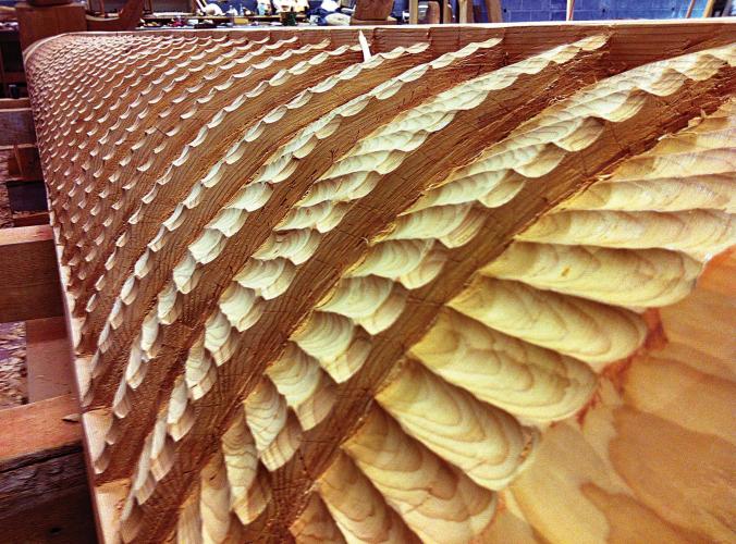 Pole with horizontal wave-like pattern