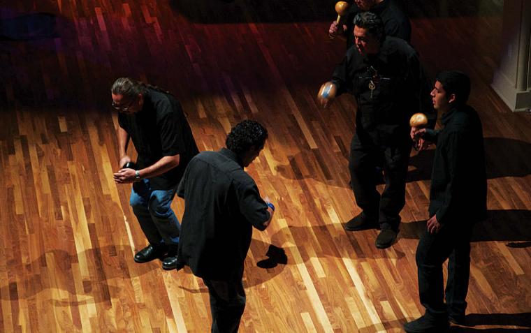 Scene from live performance of Tahquitz installation