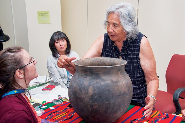 Tessie Naranjo (Santa Clara Pueblo), with NMAI Assistant Director for Collections Cynthia Chavez Lamar