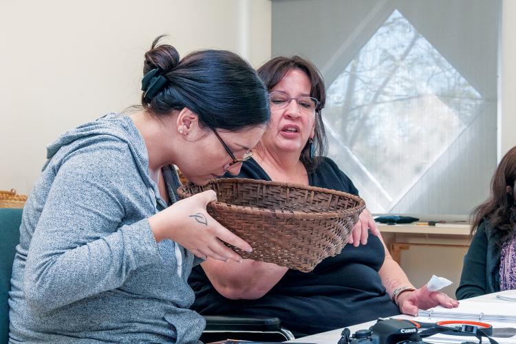 Parrish smelling a basket