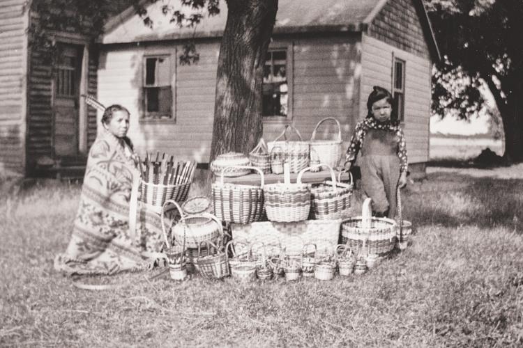 Sarah Medawis Church (left, with her niece, Nancy, in Allegan County, Michigan, in the 1930s)