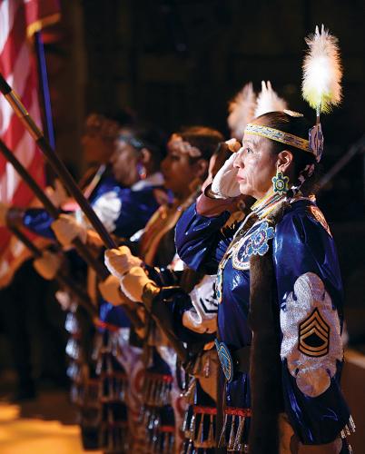 The color guard of the Native American Women Warriors