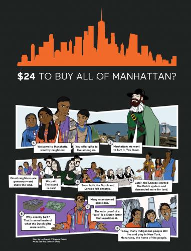 Panel from a comic about the so-called "sale of Manhattan"