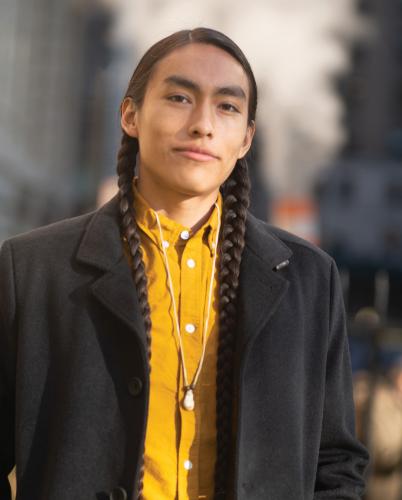 Comanche and Kiowa model Phillip Bread in Lower Manhattan.