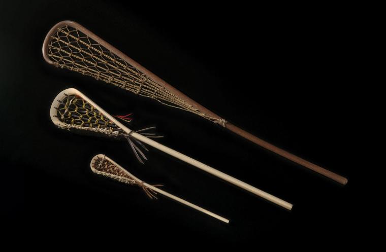 Three lacrosse sticks