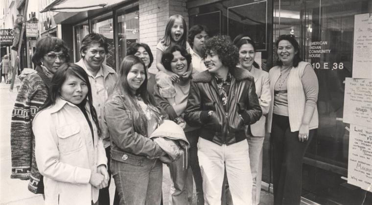Staff and visitors standing outside the American Indian Community House