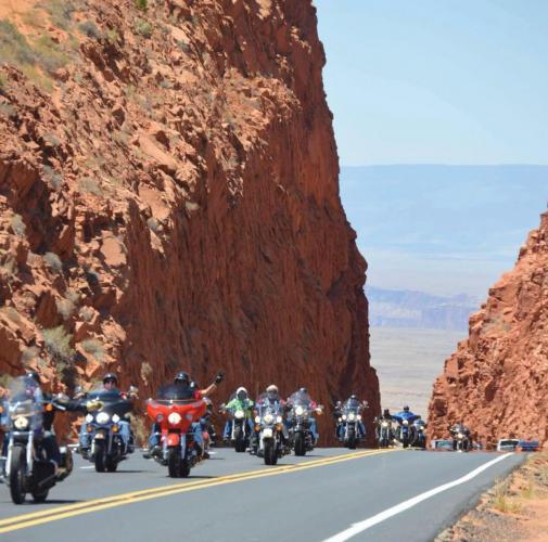 A Navajo-Hopi Honor Riders motorcade in Arizona accompanies a veteran home for burial