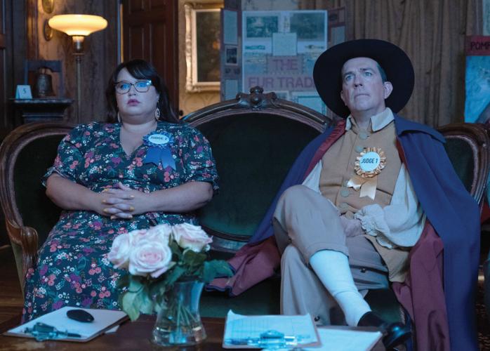 Jana Schmieding and Ed Helms in 'Rutherford Falls'