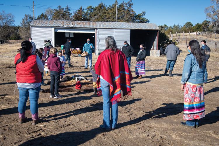 People holding a welcoming ceremony