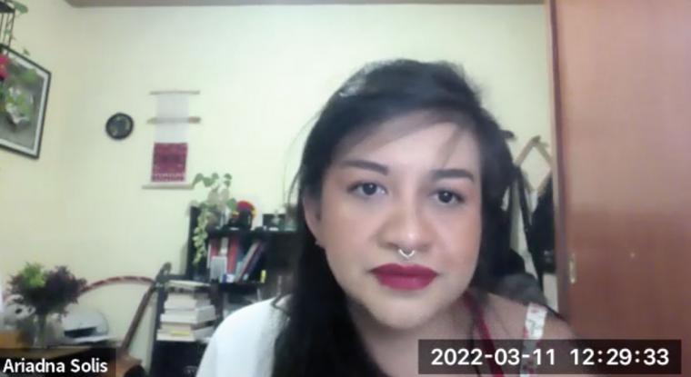 Ariadna Solis from a collective of researchers in Mexico joining virtual consultation hosted by NMAI staff.