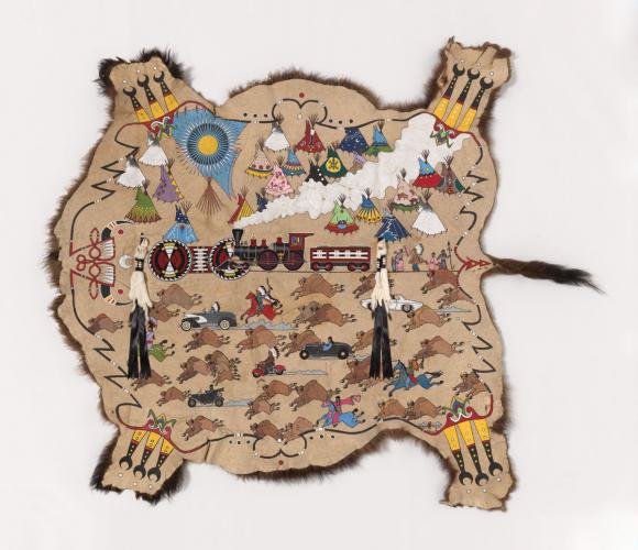 Winter count bison hide