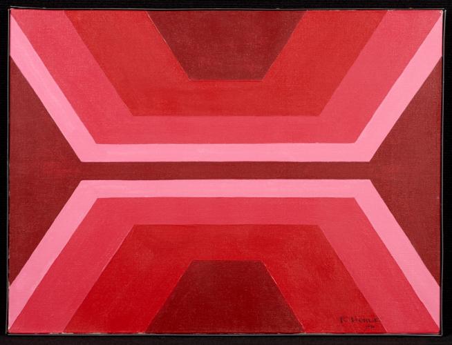 Abstract geometric red painting.
