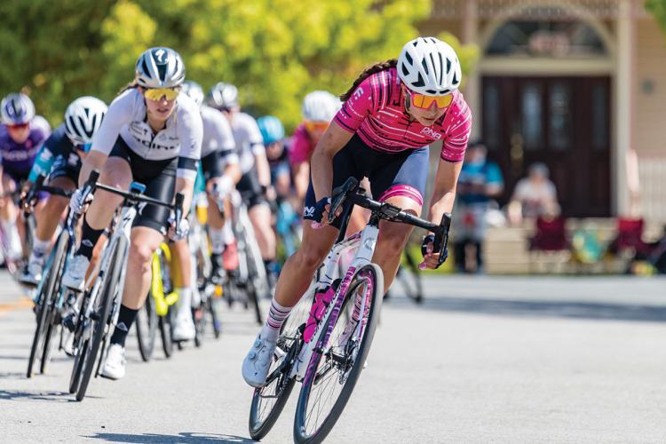 Two cyclists captured in the middle of a race