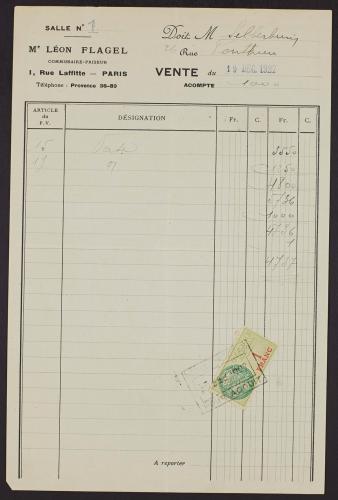 An old bill of sale with French text